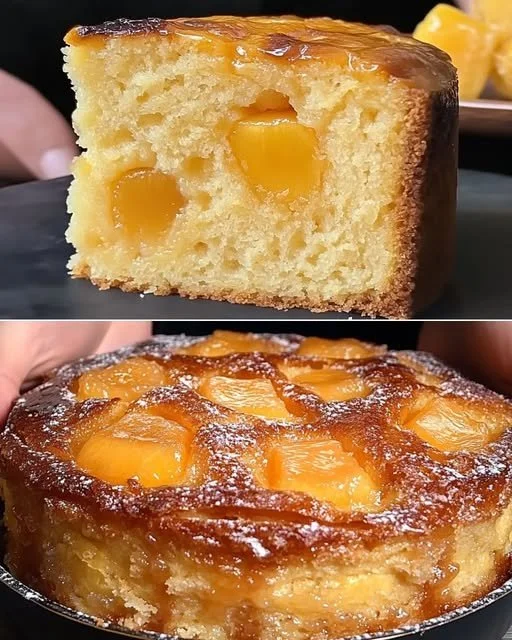 Delicious Caramel Apple Cake topped with caramel drizzle and apple slices