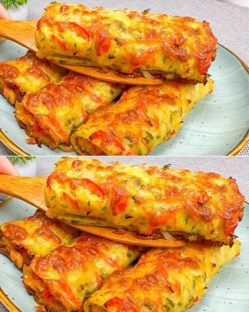 Delicious Chicken and Potato Rolls served on a plate with fresh herbs