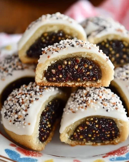 Homemade Cuccidati fig cookies on a wooden table