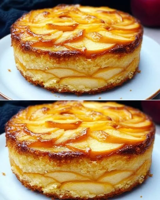 Freshly baked Flourless Apple Cake with a garnish of apple slices