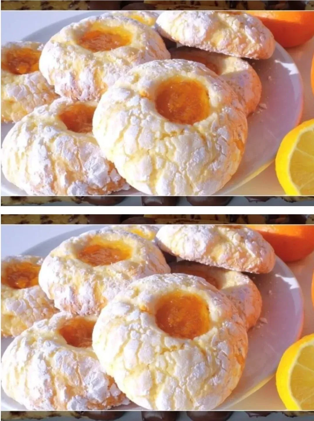 Freshly baked lemon filled cookies on a plate