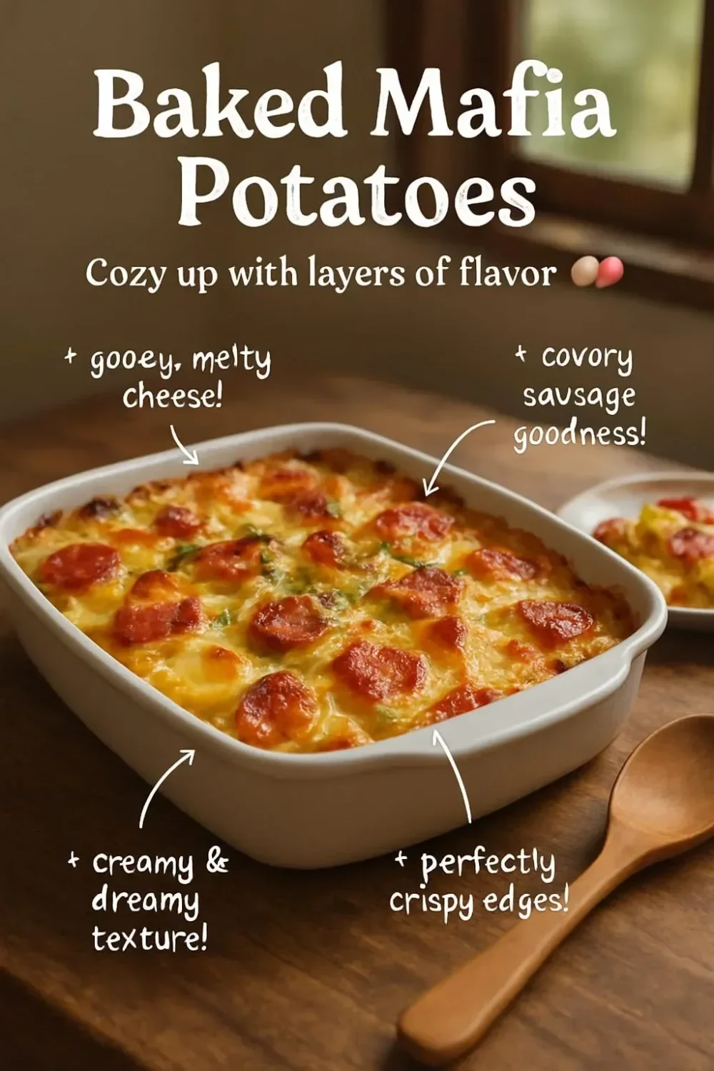 Delicious Baked Mafia Potatoes topped with cheese and herbs