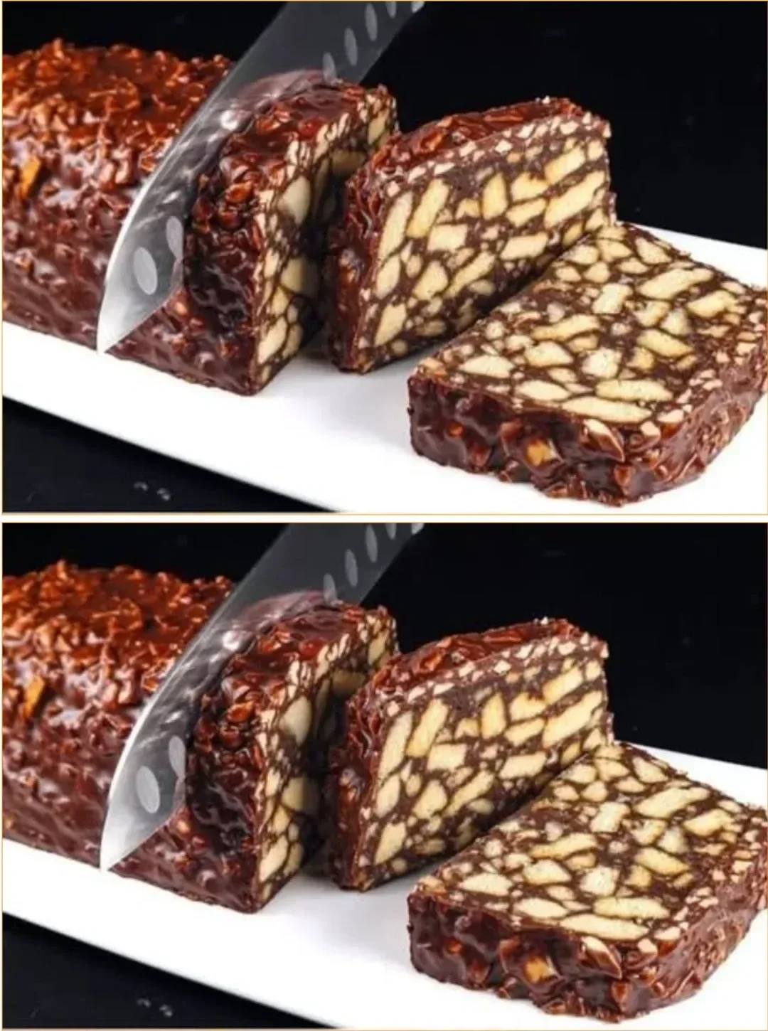 Delicious homemade Chocolate Salami dessert on a plate