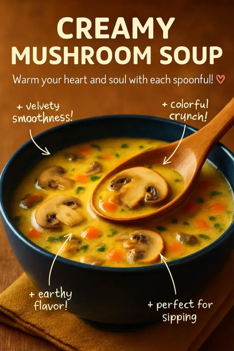 Bowl of creamy mushroom soup garnished with fresh herbs