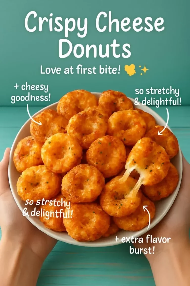 Freshly baked crispy cheese donuts sprinkled with powdered sugar.