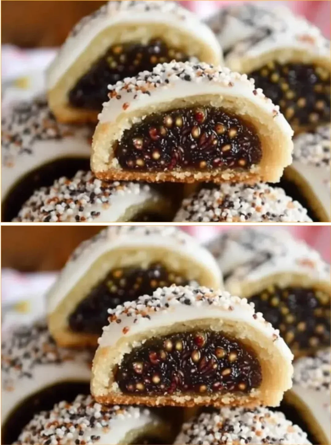 Cuccidati Italian fig cookies displayed on a festive table.