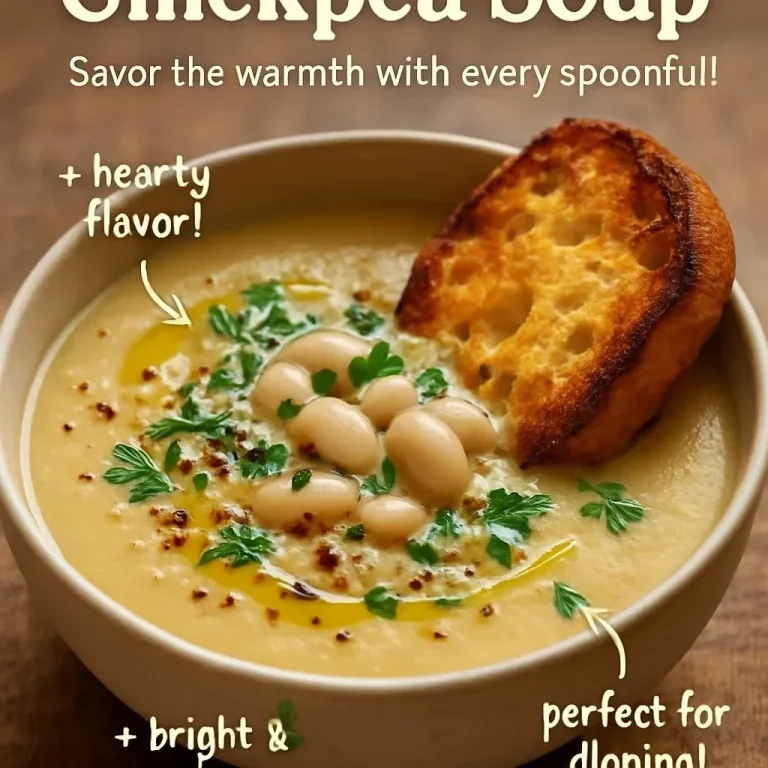Bowl of Garlic Chickpea Soup garnished with herbs