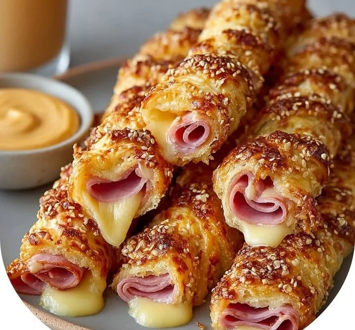 Delicious ham and cheese sticks served as a tasty appetizer.