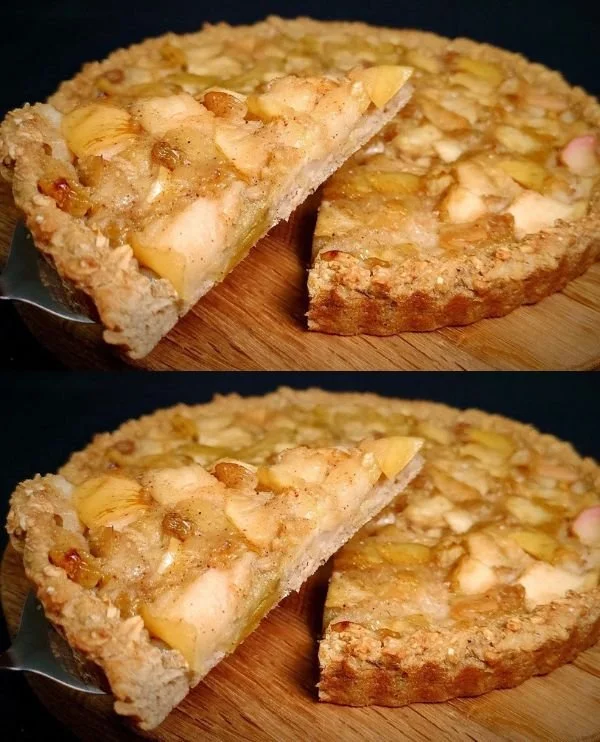 Slice of Healthy American Pie with fresh ingredients and a flaky crust