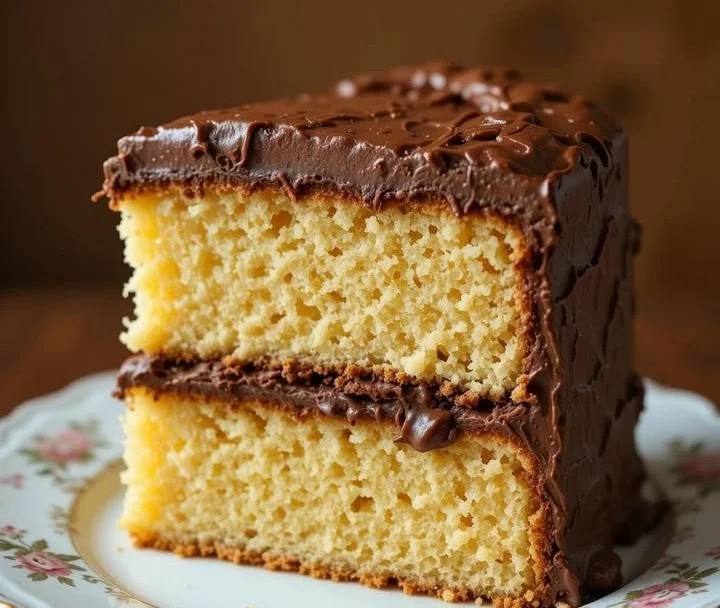 Delicious homemade yellow cake with buttercream frosting