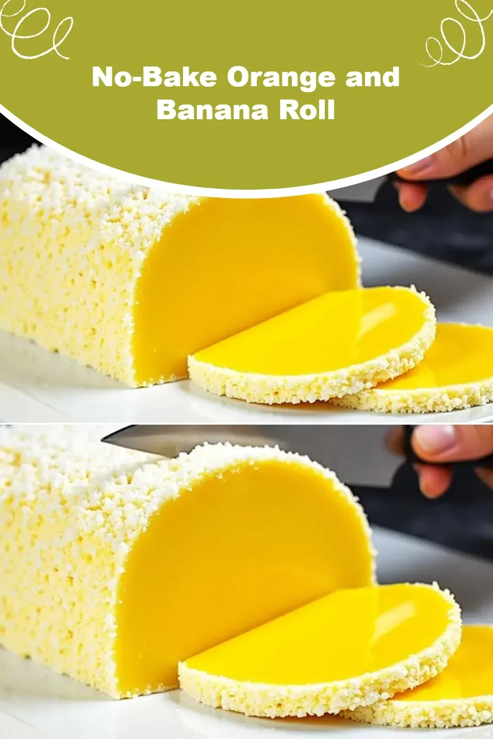 Delicious no-bake orange banana roll dessert served on a plate