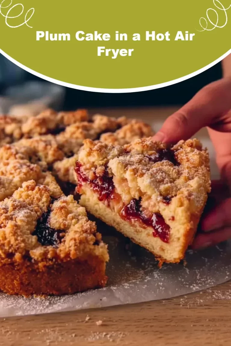 Delicious plum cake baked in a hot air fryer