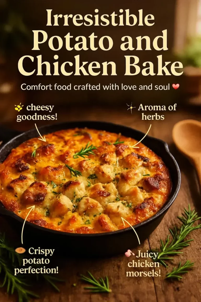 Delicious Potato and Chicken Bake served in a baking dish.