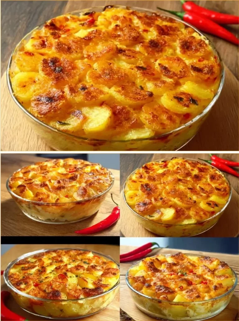 Delicious potato and minced meat casserole dish ready to serve