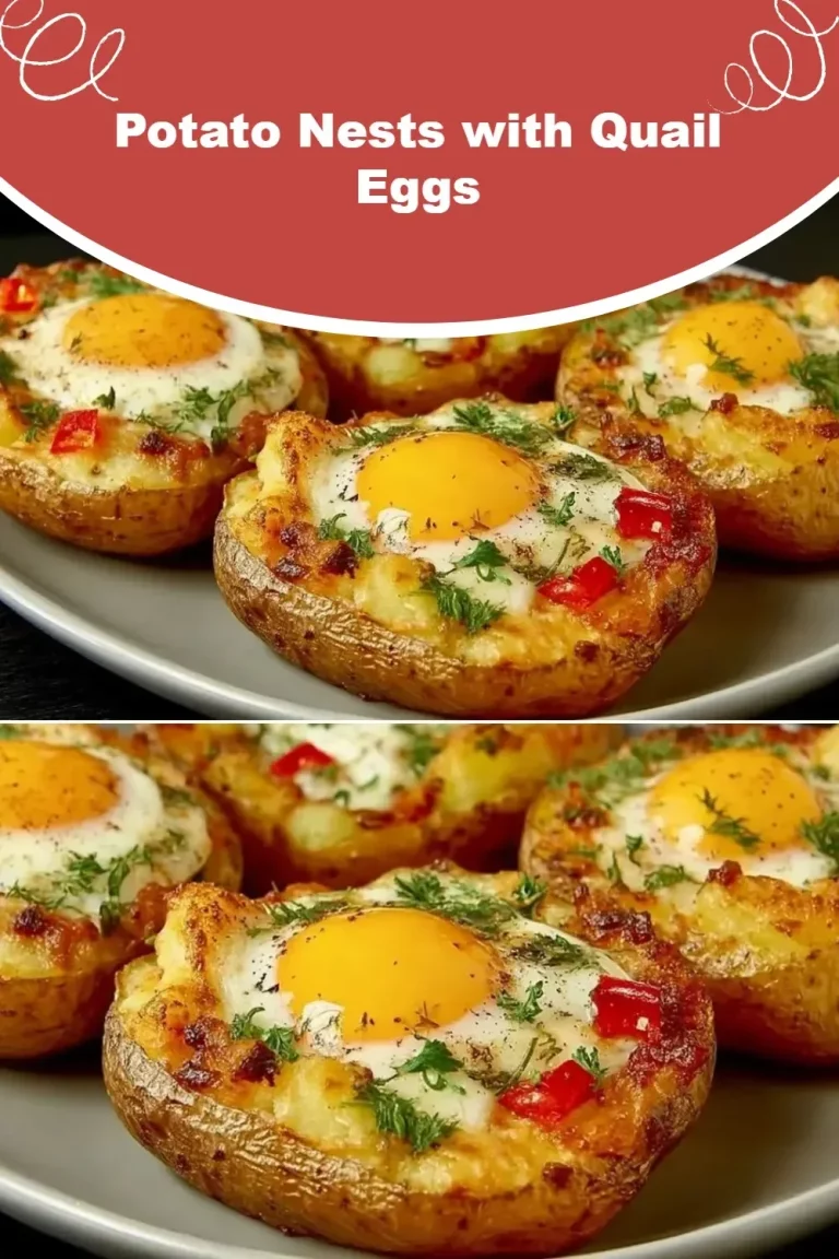 Crispy potato nests topped with delicious quail eggs on a plate
