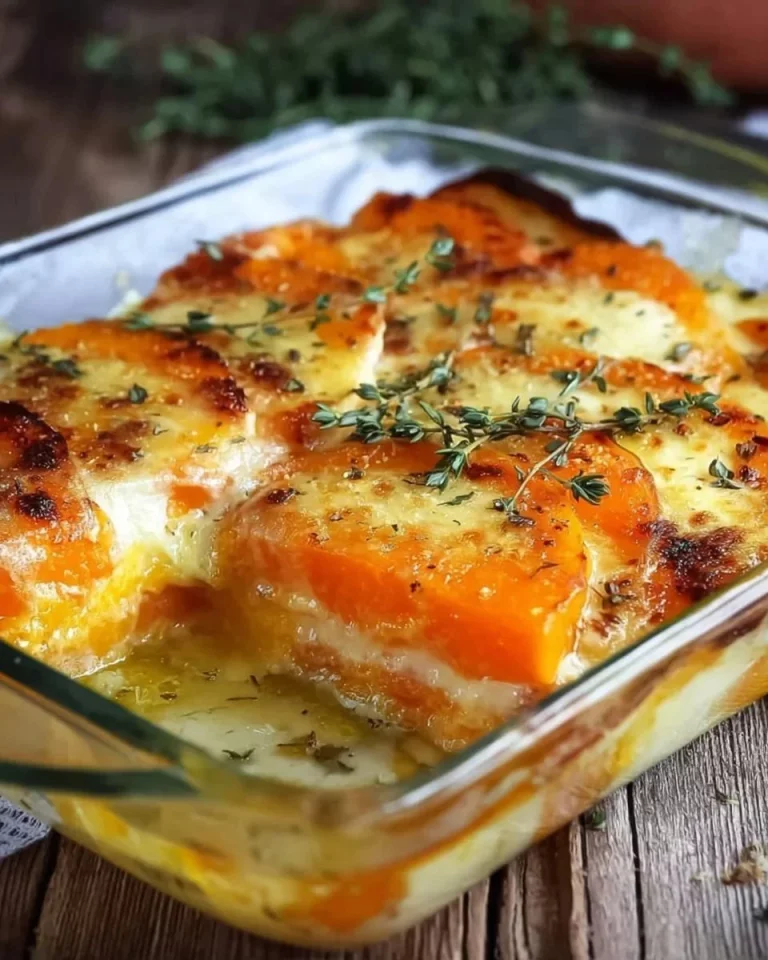Baked Pumpkin Parmesan dish topped with cheese and herbs