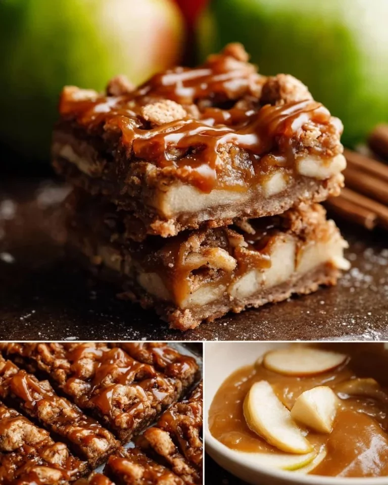 Delicious salted caramel apple pie bars with a golden crust and drizzled caramel