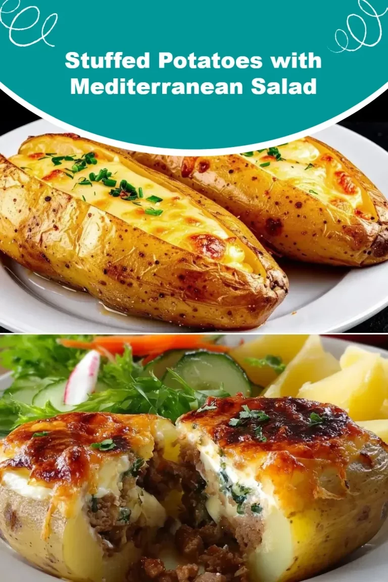 Stuffed potatoes served with a vibrant Mediterranean salad
