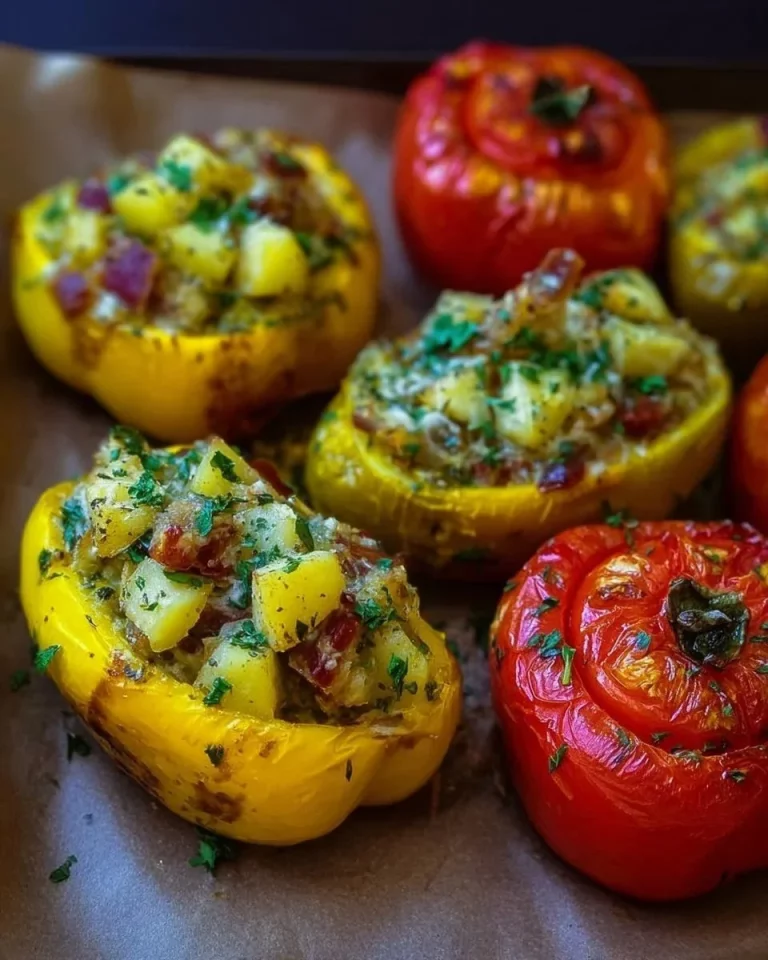 Delicious stuffed vegetables baked in the oven, ready to serve.