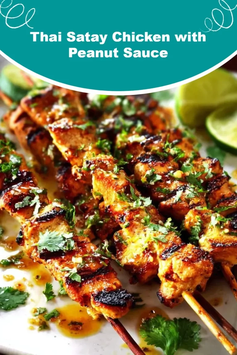 Thai Satay Chicken skewers served with creamy peanut sauce