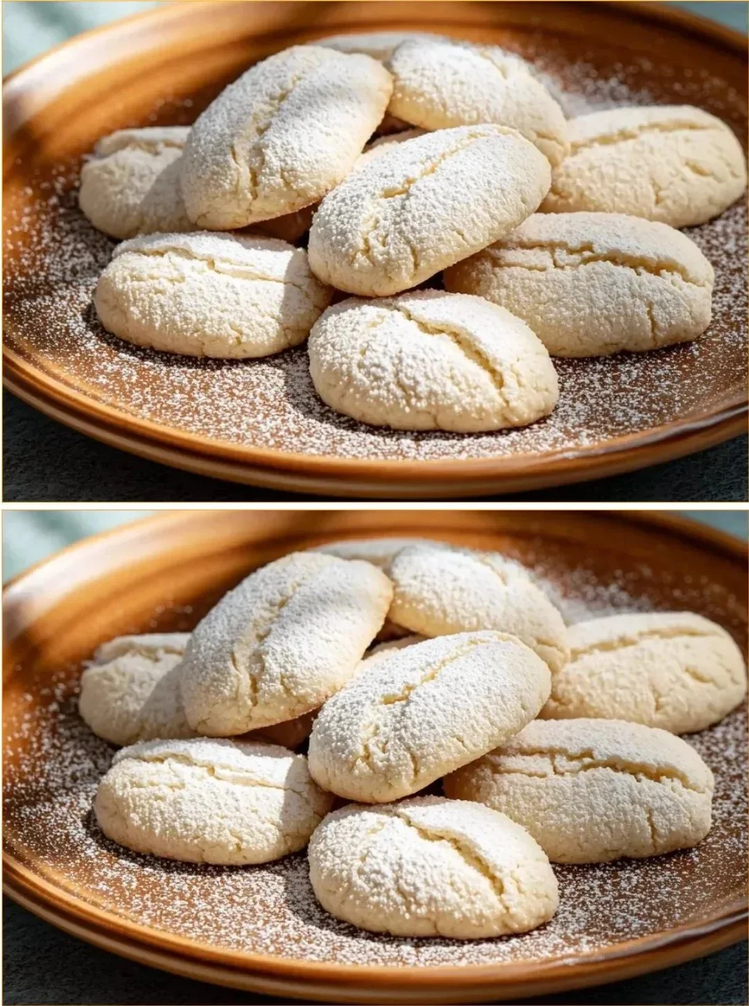 Three-ingredient flour cookies on a plate with chocolate chips