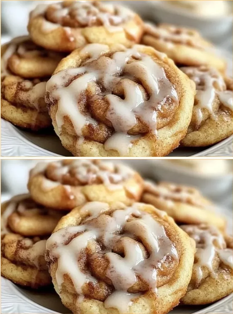 Delicious homemade cinnamon roll cookies with icing on a plate