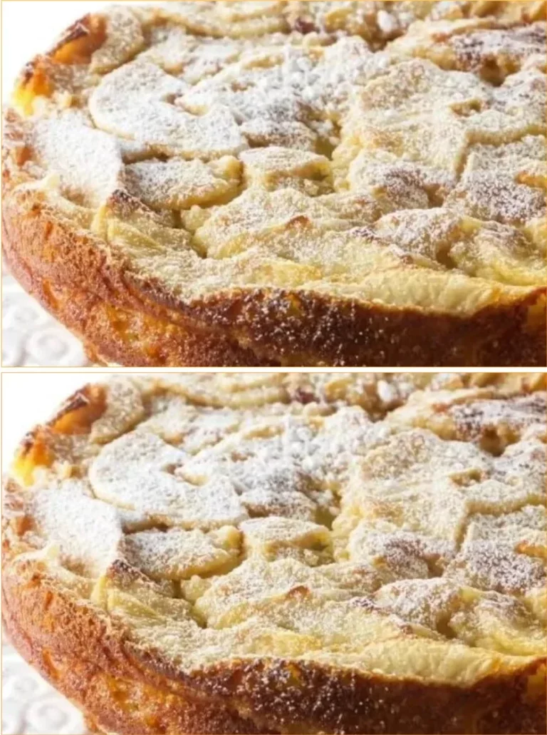 Slice of Classic French Apple Cake with apples and spices on a plate