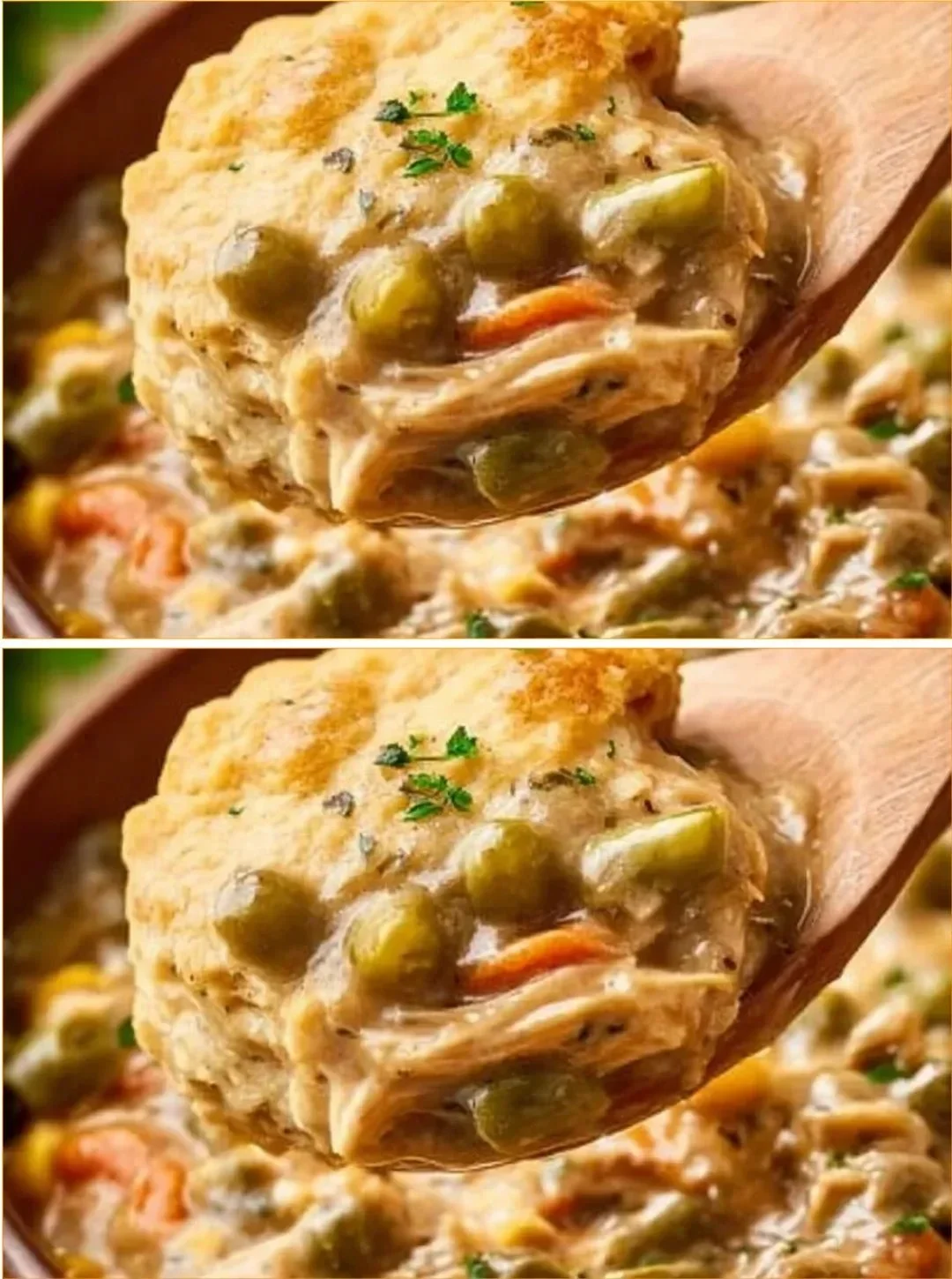 Delicious Crockpot Chicken Pot Pie filled with chicken and vegetables
