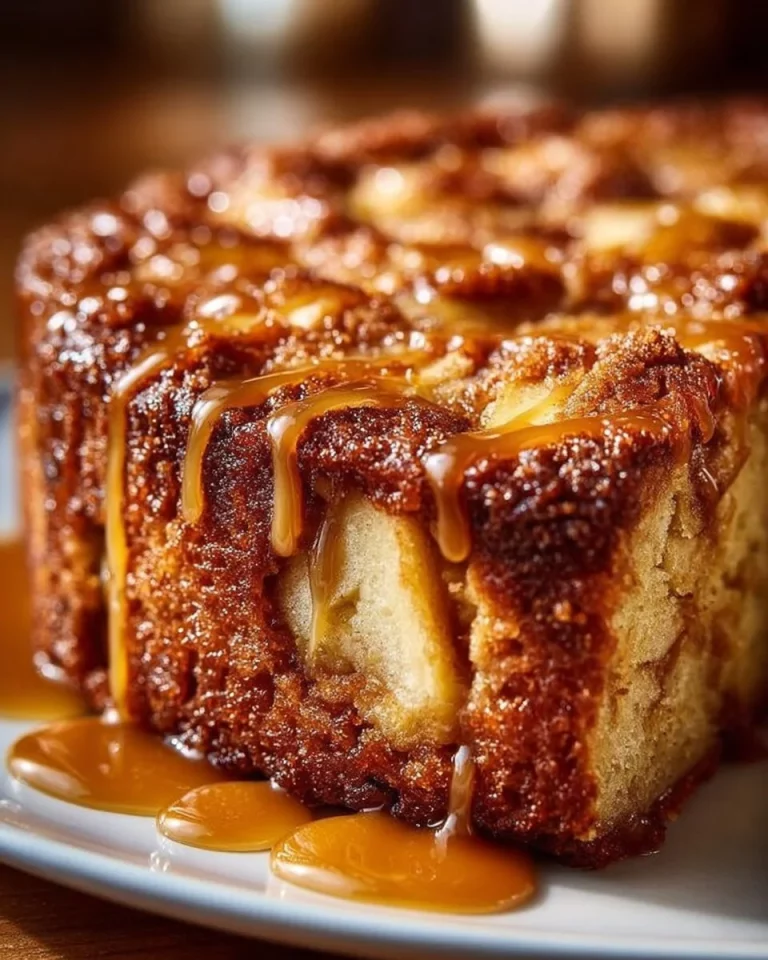 Slice of easy apple cake on a plate with fresh apple slices