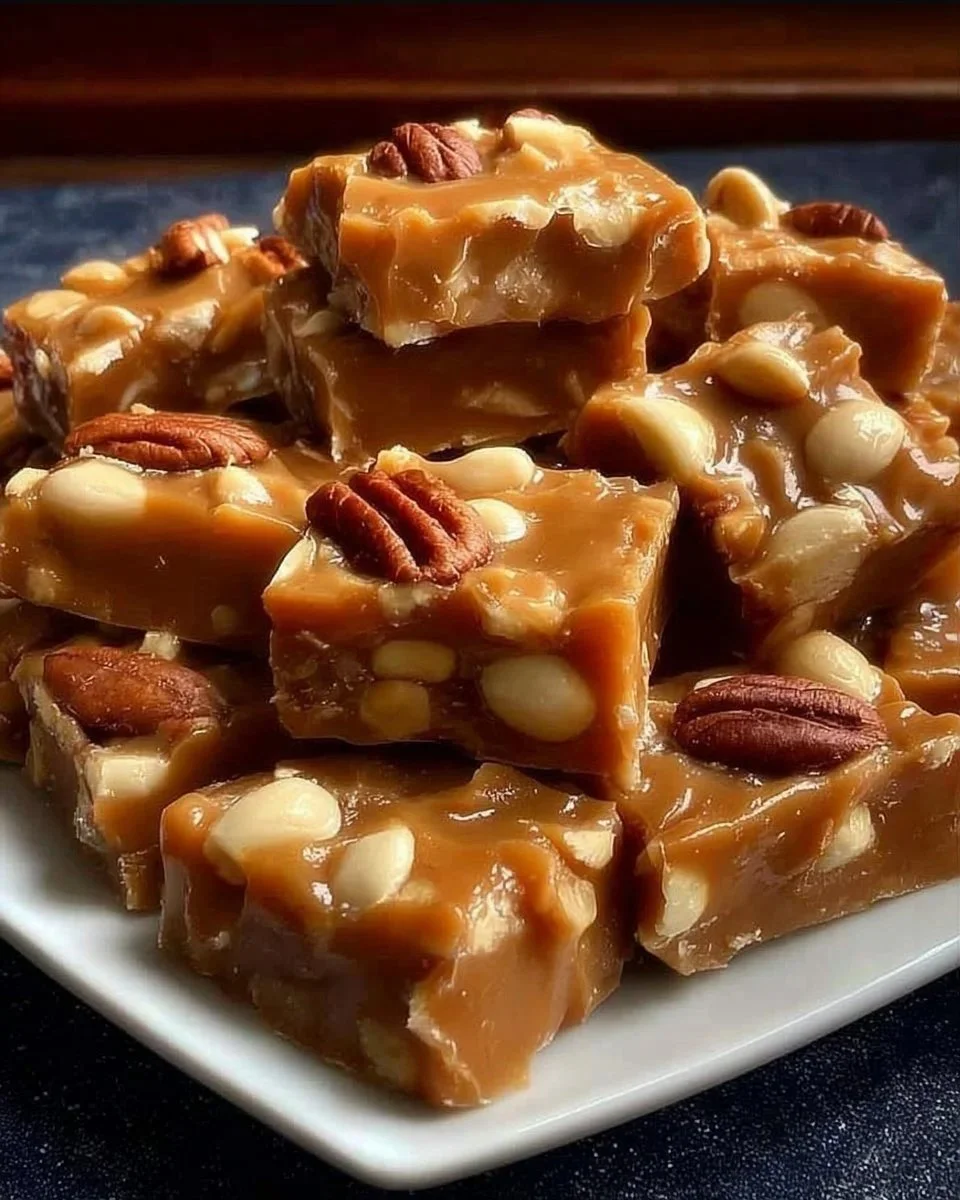 Delicious easy ooey gooey bars ready to be served on a plate.