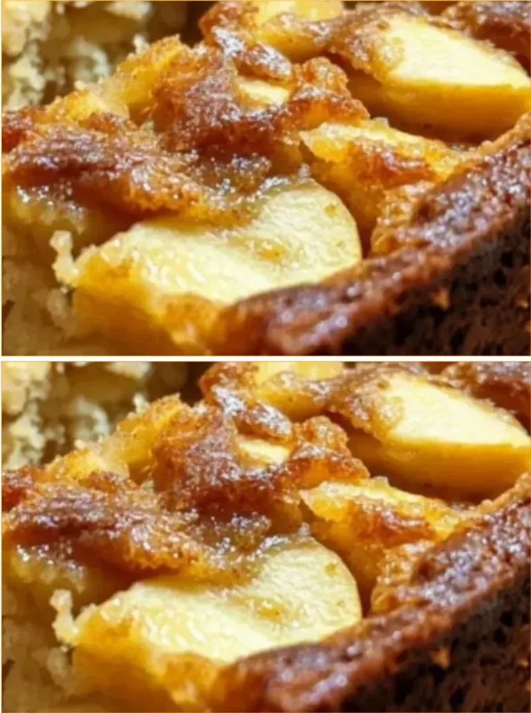 Moist fresh apple cake topped with cinnamon and fresh apple slices