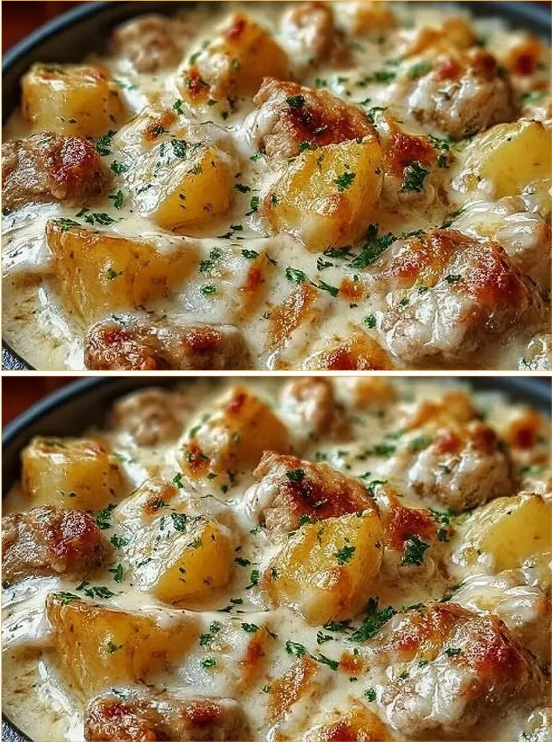 Delicious Garlic Parmesan Chicken served with potatoes from the crockpot.