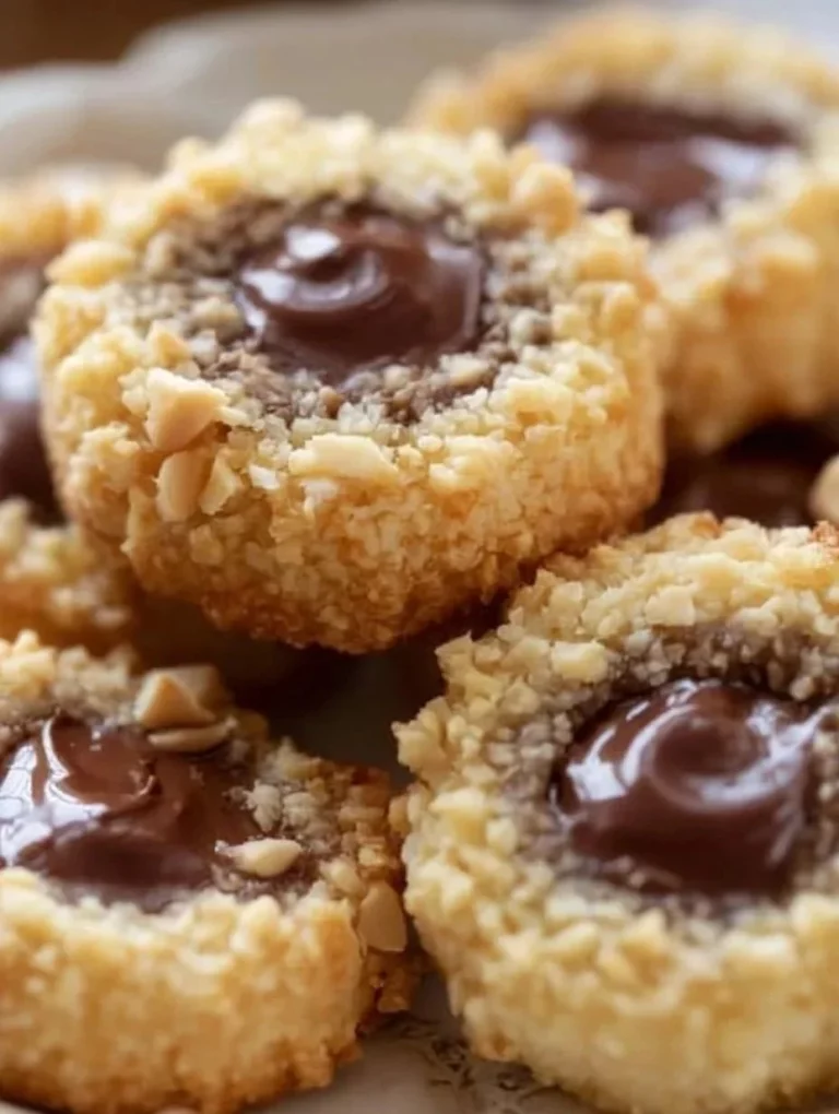 Freshly baked hazelnut cookies on a wooden plate