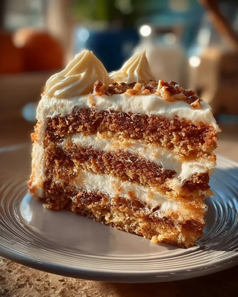 Delicious apple cake with cream cheese frosting on a plate