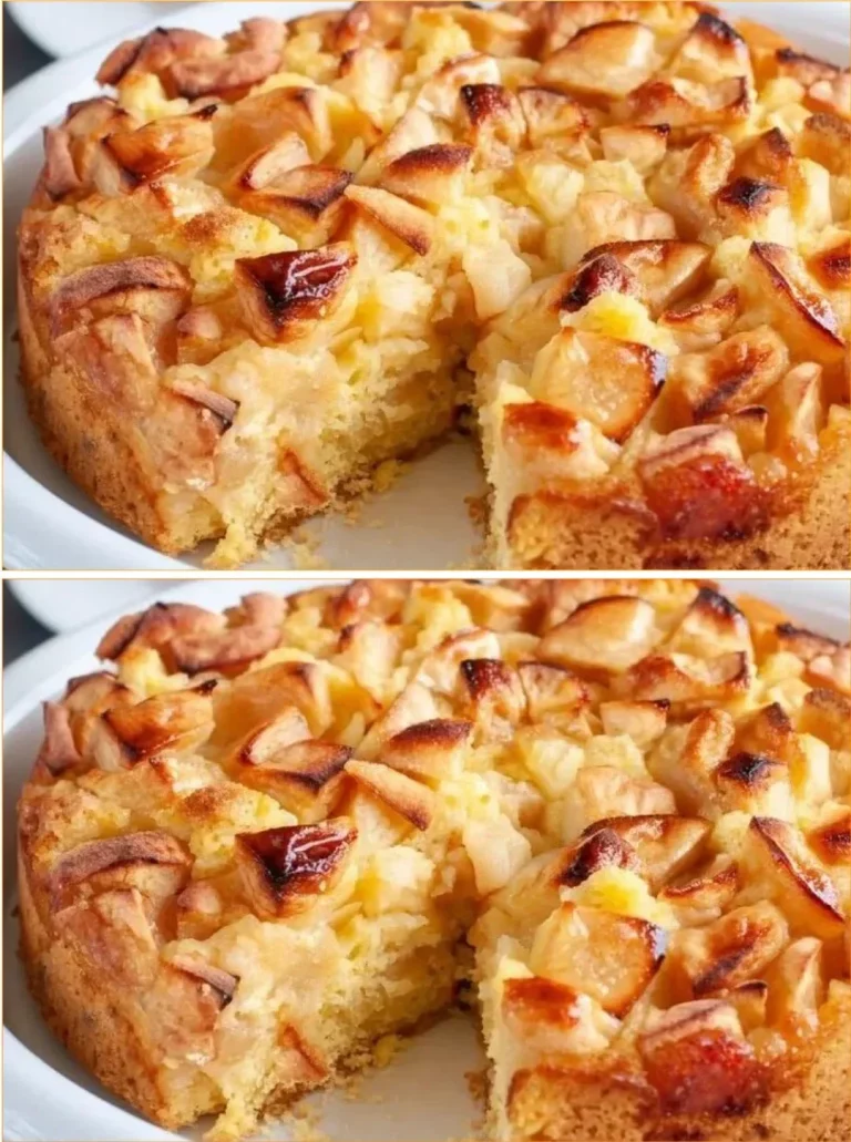 Slice of Italian apple cake with fresh apples and cinnamon garnish