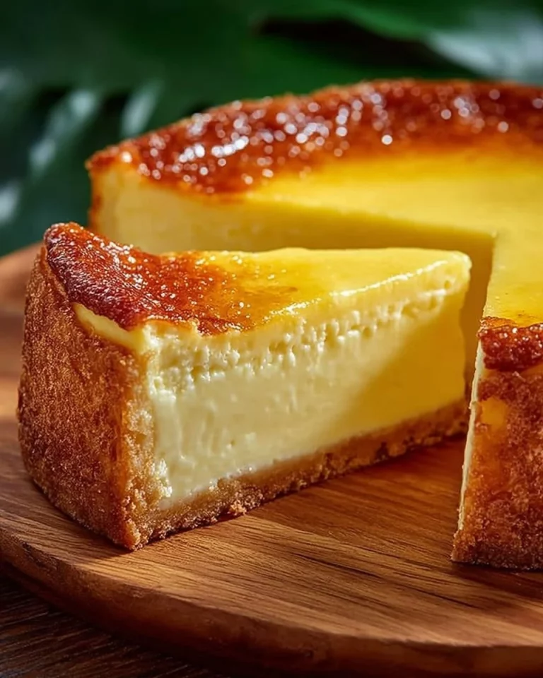 Slice of Italian Grandma’s Lemon Custard Cake topped with lemon zest and cream
