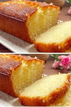 Slice of homemade Lemon Yogurt Cake with lemon slices and yogurt on a plate.