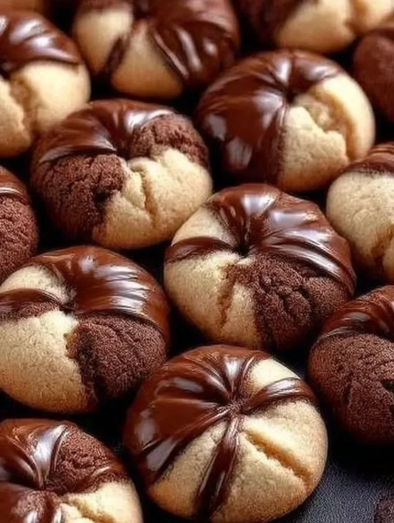 Freshly baked Marble Cookies with chocolate and vanilla swirls