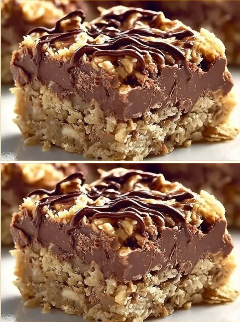 Delicious no bake chocolate oatmeal bars stacked on a plate