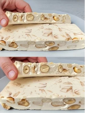 Delicious no-bake white nougat dessert ready to be enjoyed