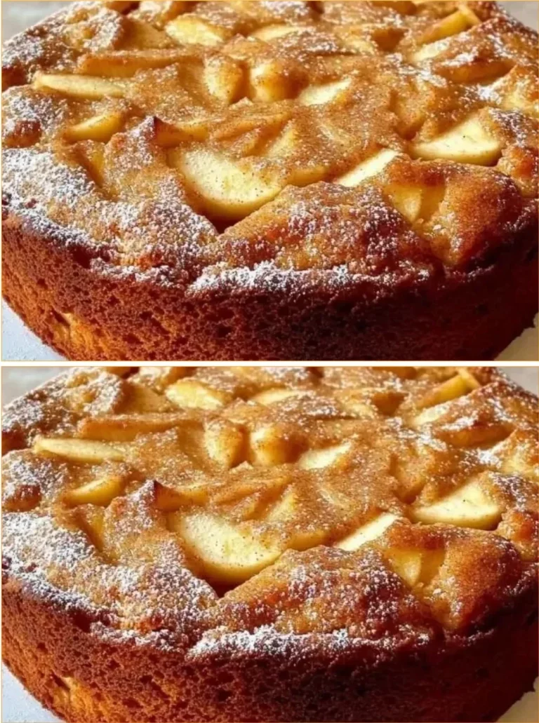 Delicious one bowl apple cake served with a slice and fresh apple slices.