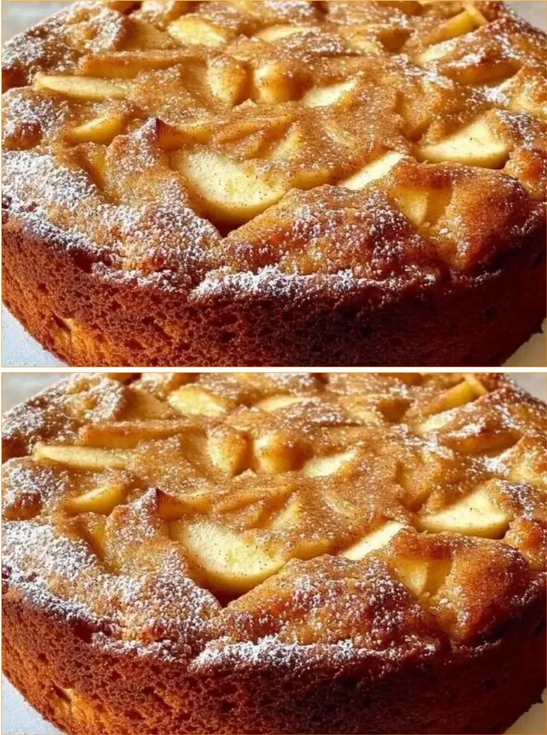 Delicious one bowl apple cake served with a slice and fresh apple slices.