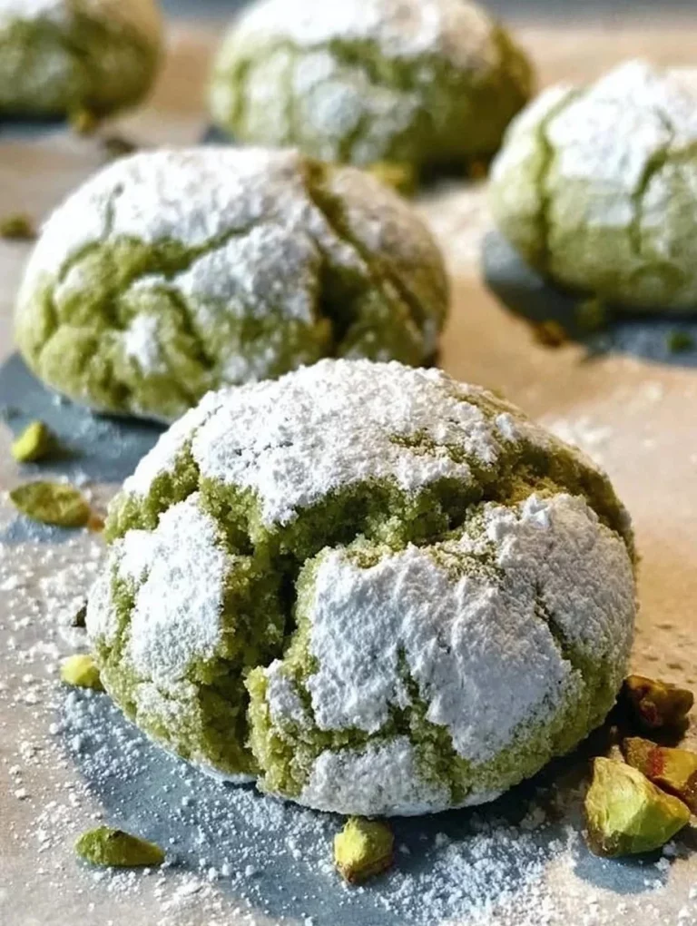 Homemade pistachio cookies on a plate with chopped pistachios