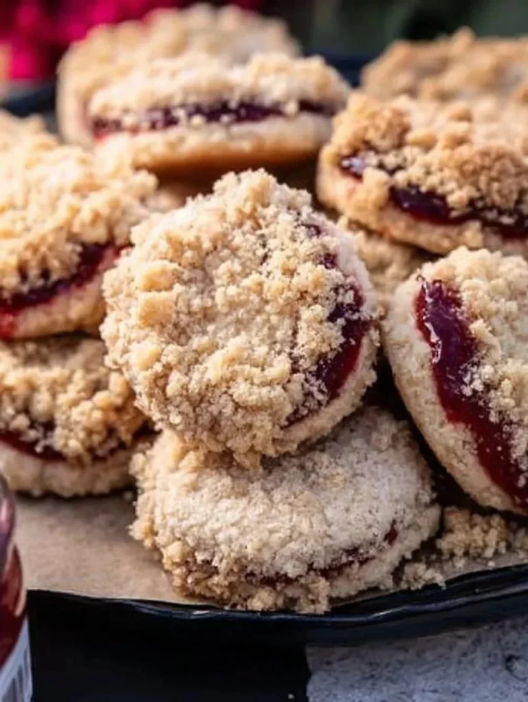Delicious tubes with jam served on a wooden table