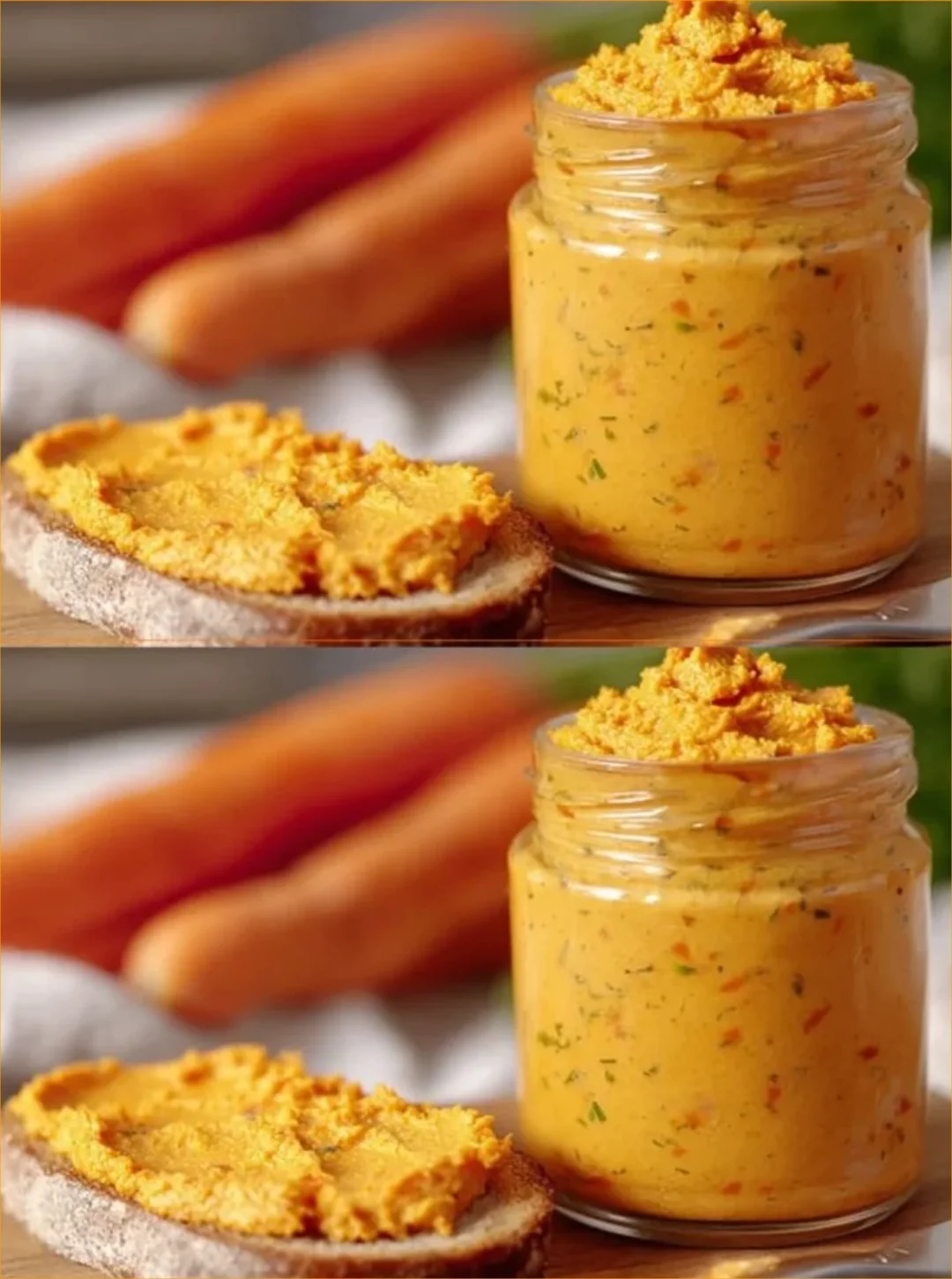 Homemade Carrot and Egg Pâté served on a plate with garnish