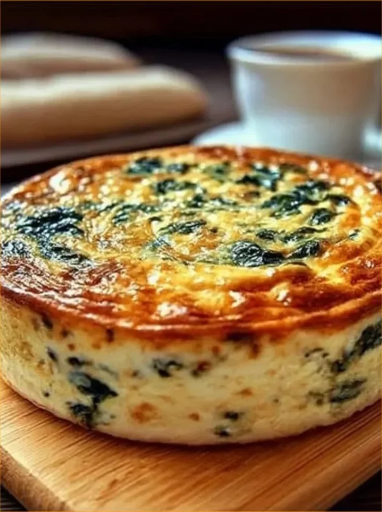 Cottage cheese and spinach crustless quiche served on a plate