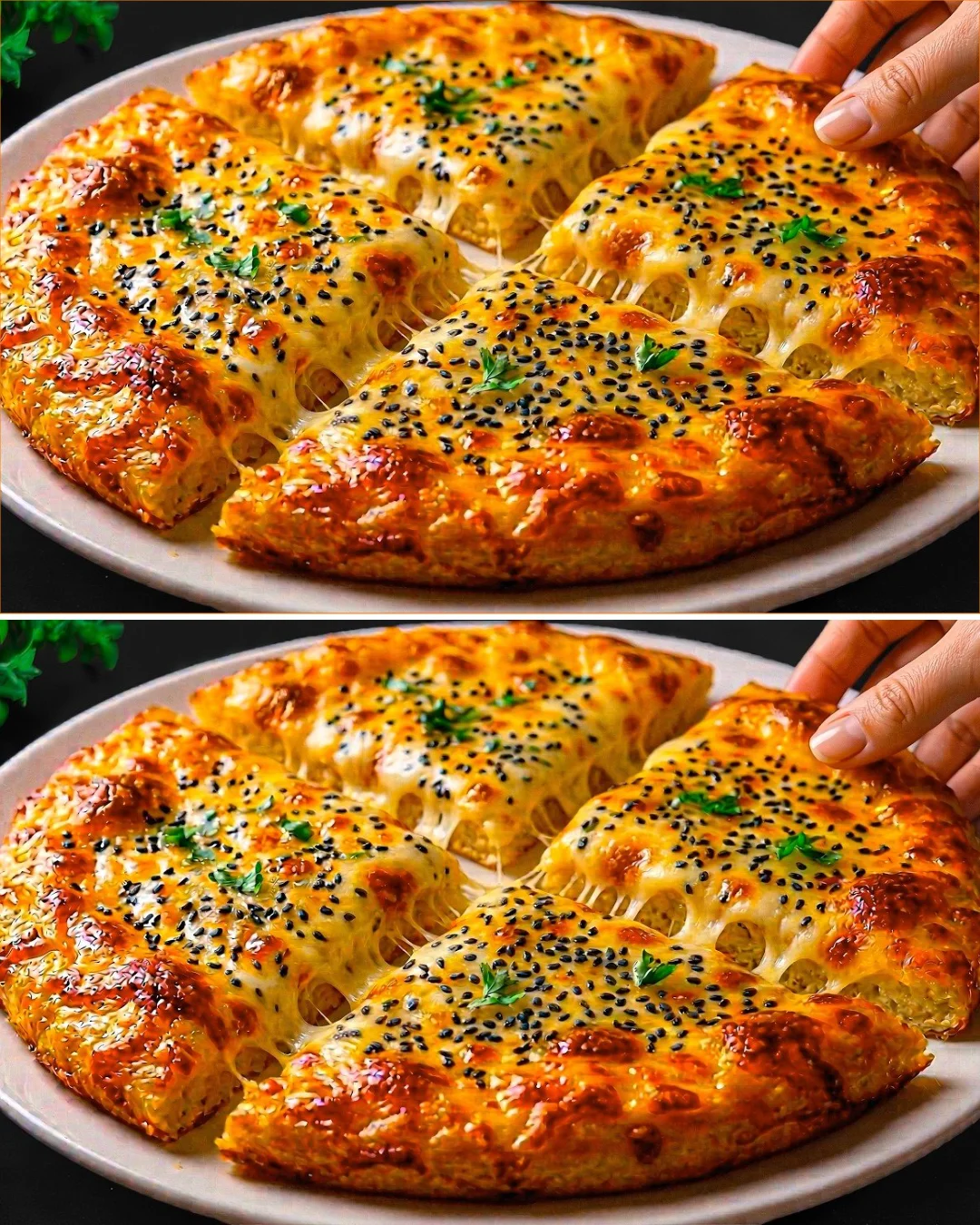Deliciously baked Pizza Oat Bake served with fresh toppings