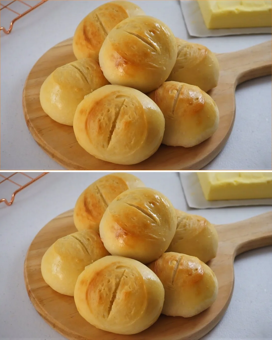 A loaf of no yeast bread freshly baked and sliced on a wooden cutting board.