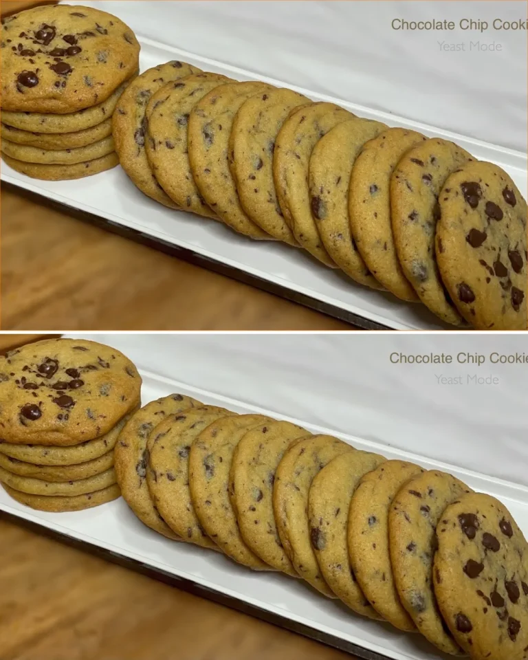 Homemade chocolate chip cookies fresh out of the oven, golden brown and chewy.