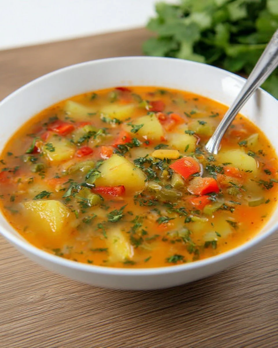 Bowl of easy homemade vegetable soup, perfect for cozy days.